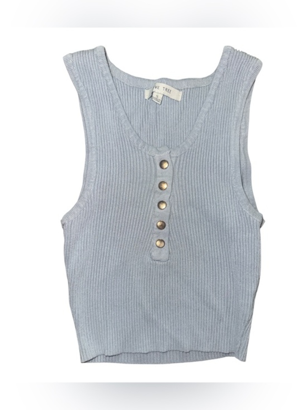 Love Tree Light Grey Blue Ribbed Henley Crop Top Fitted Tank Little Girls Small